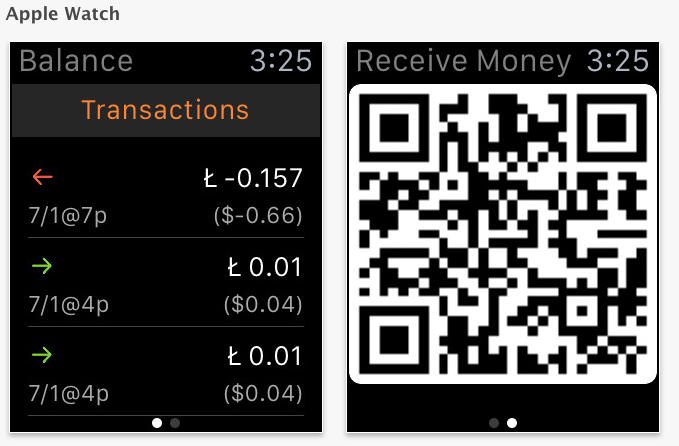 la cartera de Litecoin ofrece una versión para dispositivos de Apple Watch. Fuente: App Store