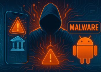 Silueta de hombre con capucha al lado de andoride.