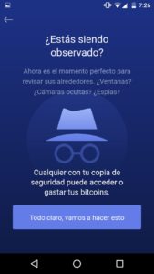 Advertencia sobre seguridad de BitPay para la creación de monederos