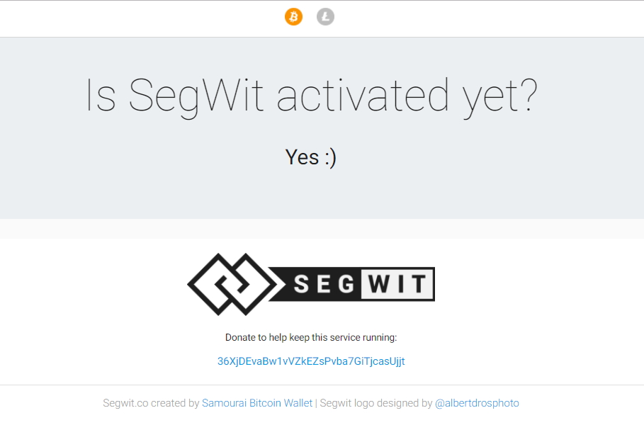 Segwit está activado. Fuente SegWit