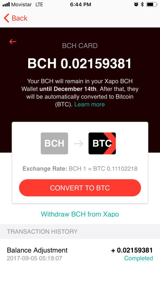 Xapo Habilita Retiro Y Conversion De Bitcoin Cash Desde Su Cartera - 