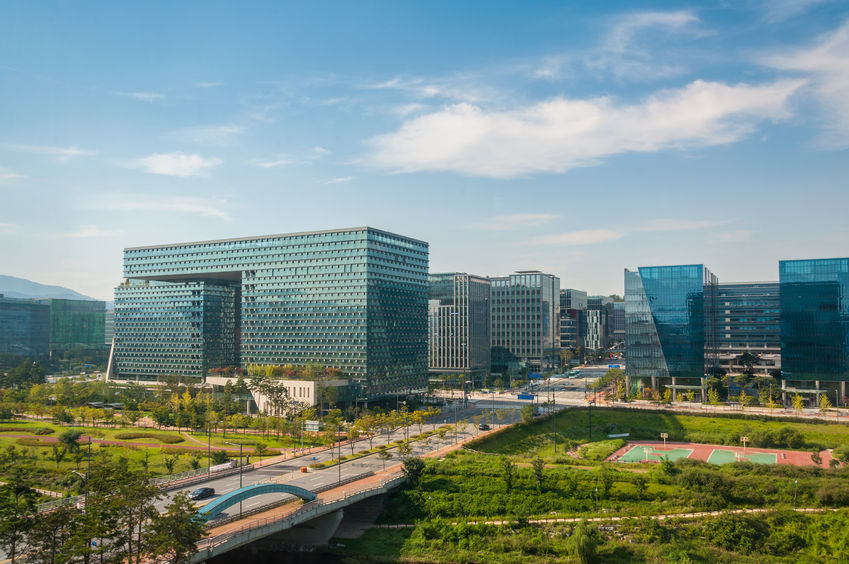 32011347 - the business district of pangyo, a new urban development just outside of seoul, south korea.