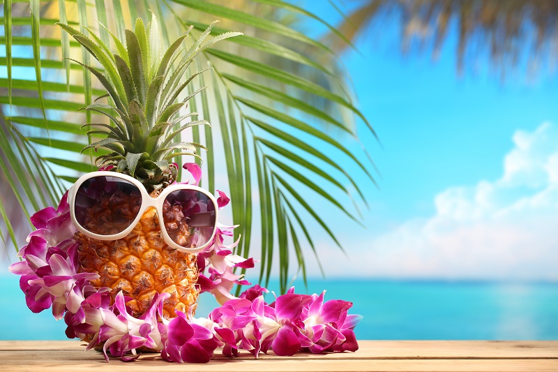 Ms pineapple on beach table