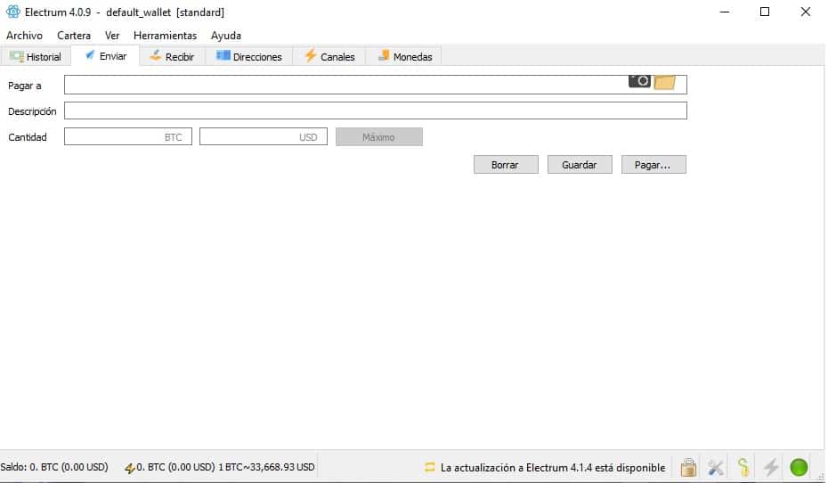 enviar bitcoin en la wallet electrum