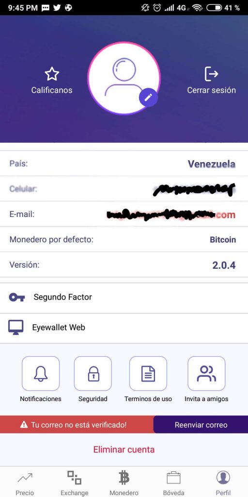 eyewallet apartado perfil