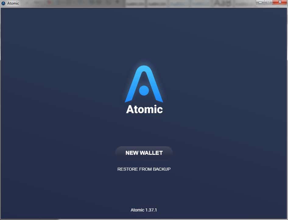 patanlla de inicio del monedero atomic wallet