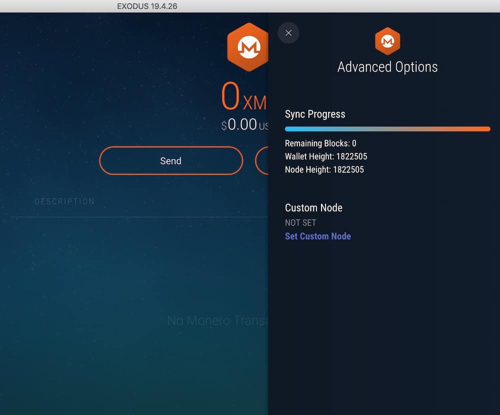 Monero Exodus Cartera Nodo