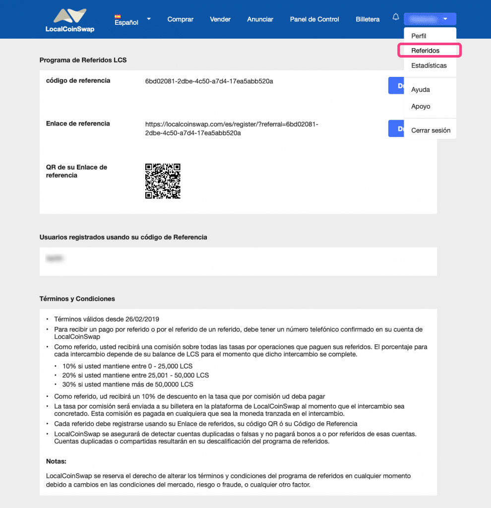 Programa de referidos de LocalCoinSwap