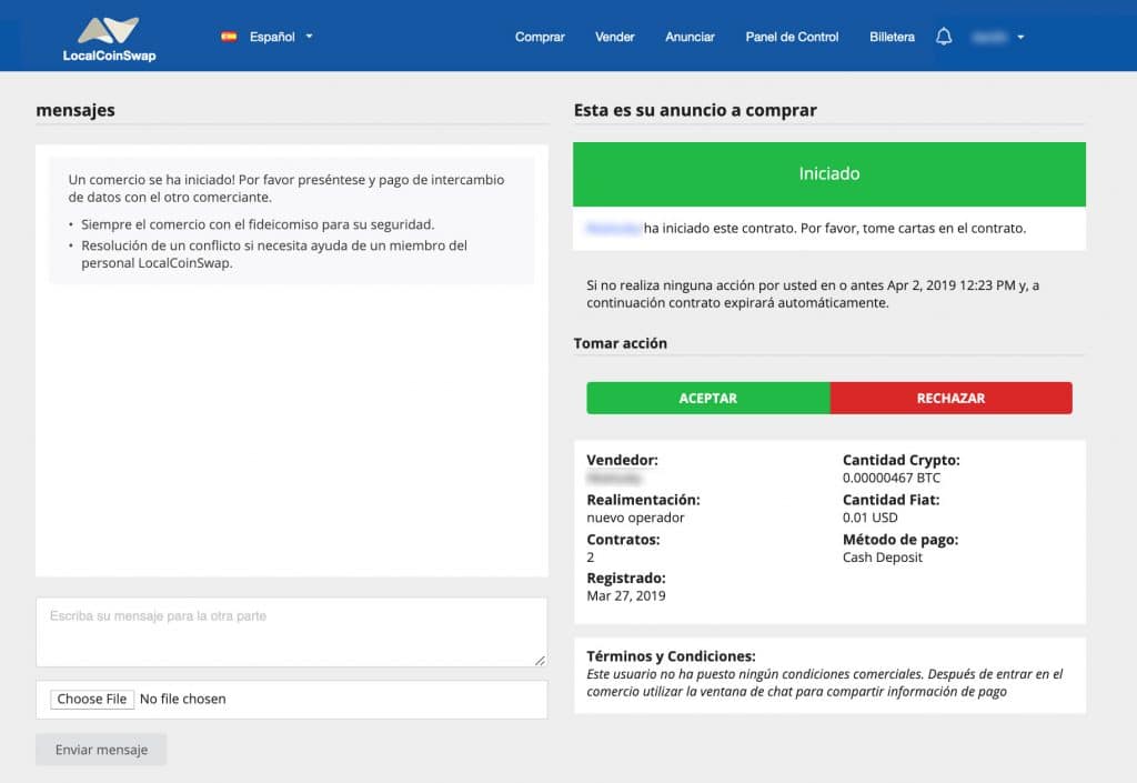 Transacción de compra iniciada.