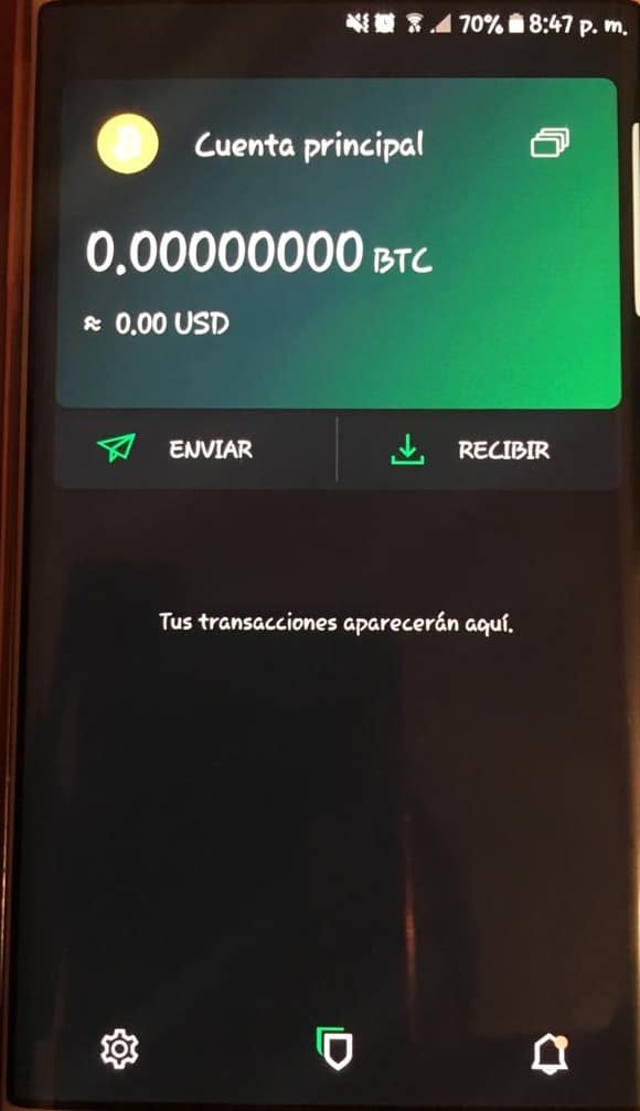 Enviar y recibir bitcoin con Green Wallet