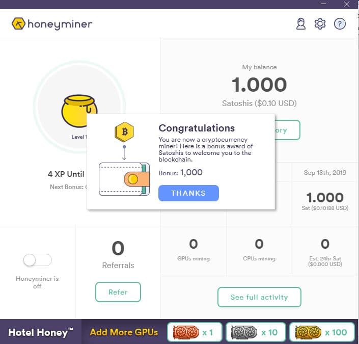 honeyminer inicio