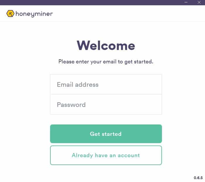 Crear cuenta en honeyminer