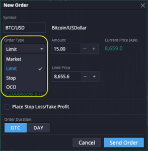 Tipos de órdenes de trading