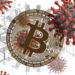 Un bitcoin entre coronavirus. Fuente: Geralt/ Pixabay.com