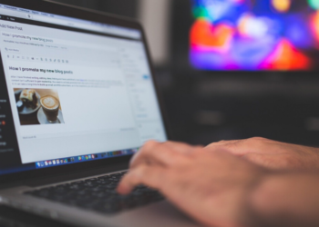 Un hombre escribiendo un artículo en su blog de WordPress. Fuente: StockSnap/ Pixabay.com