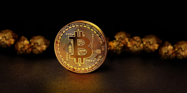 Una moneda bitcoin y oro. Fuente: dapple-designers/ Pixabay.com