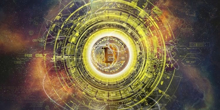 Representación de blockchain y logotipo de bitcoin. Imagen de Pete Linforth/pixabay.com