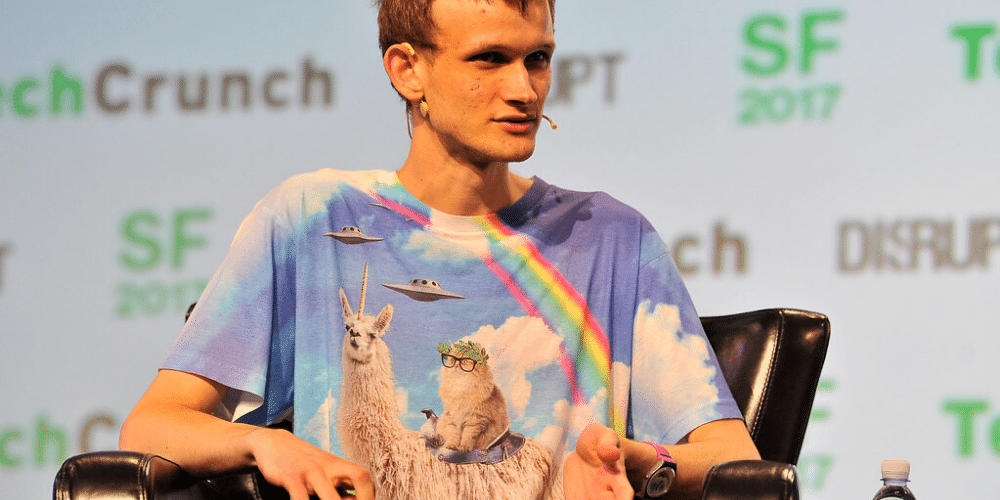 Vitalik Buterin en TechCrunch, con una de sus peculiares camisetas. Fuente: Steve Jennings/ TechCrunch.