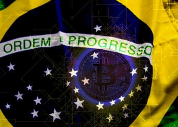 Plataforma blockchain sobrepuesta en la bandera a la bandera de Brasil. Composición  por CriptoNoticias. RAWKU5/freeimages.com jgjml/piqsels.com