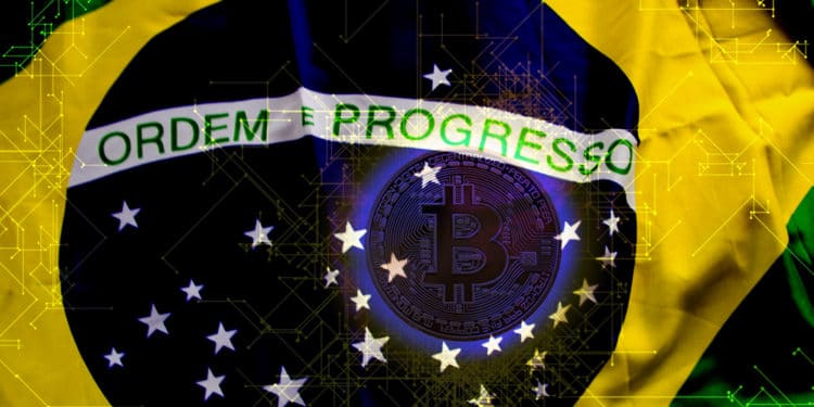 Plataforma blockchain sobrepuesta en la bandera a la bandera de Brasil. Composición  por CriptoNoticias. RAWKU5/freeimages.com jgjml/piqsels.com