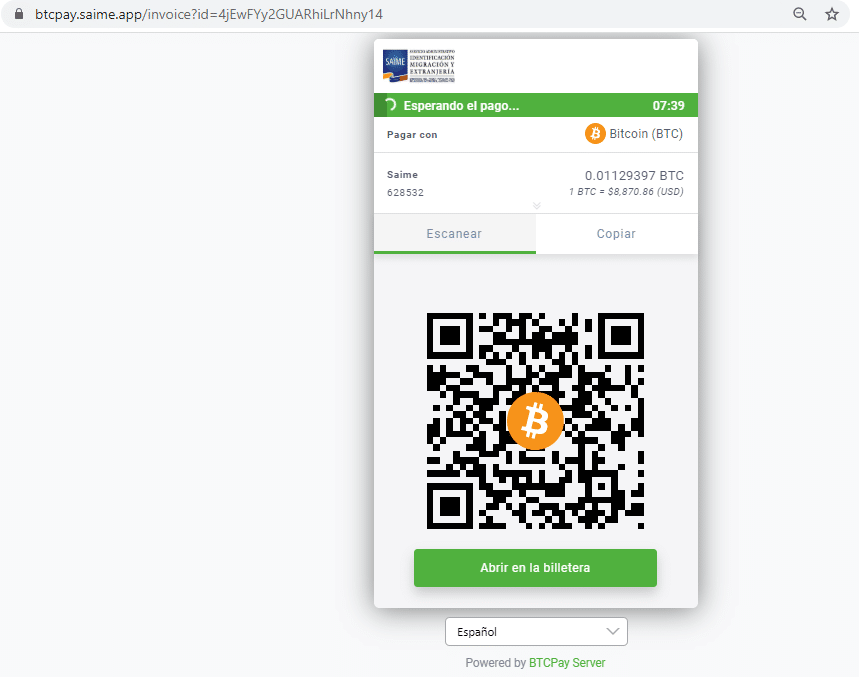 Btcpayserver venezuela Saime bitcoin pasaportes