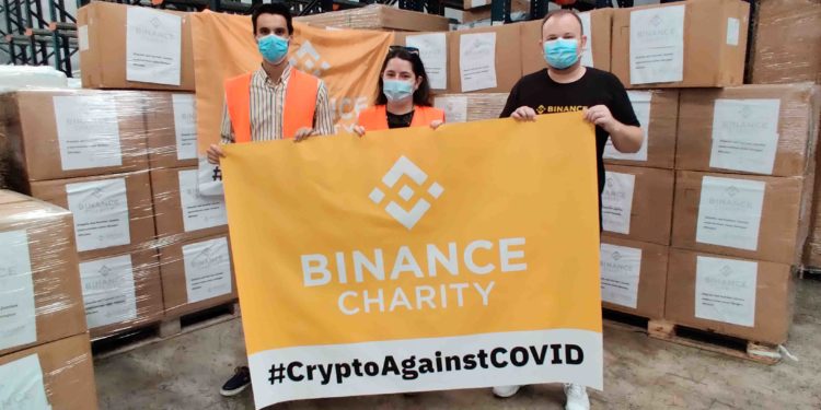 Recepción de las donaciones realizadas por Binance a España. Fuente: Binance.