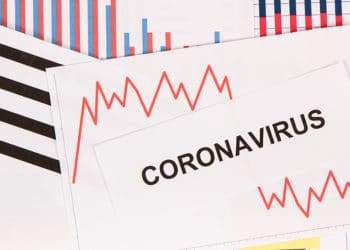 Gráficos decreciendo como riesgo de crisis financiera causada por el Coronavirus. Fuente: ratmaner /   elements.envato.com