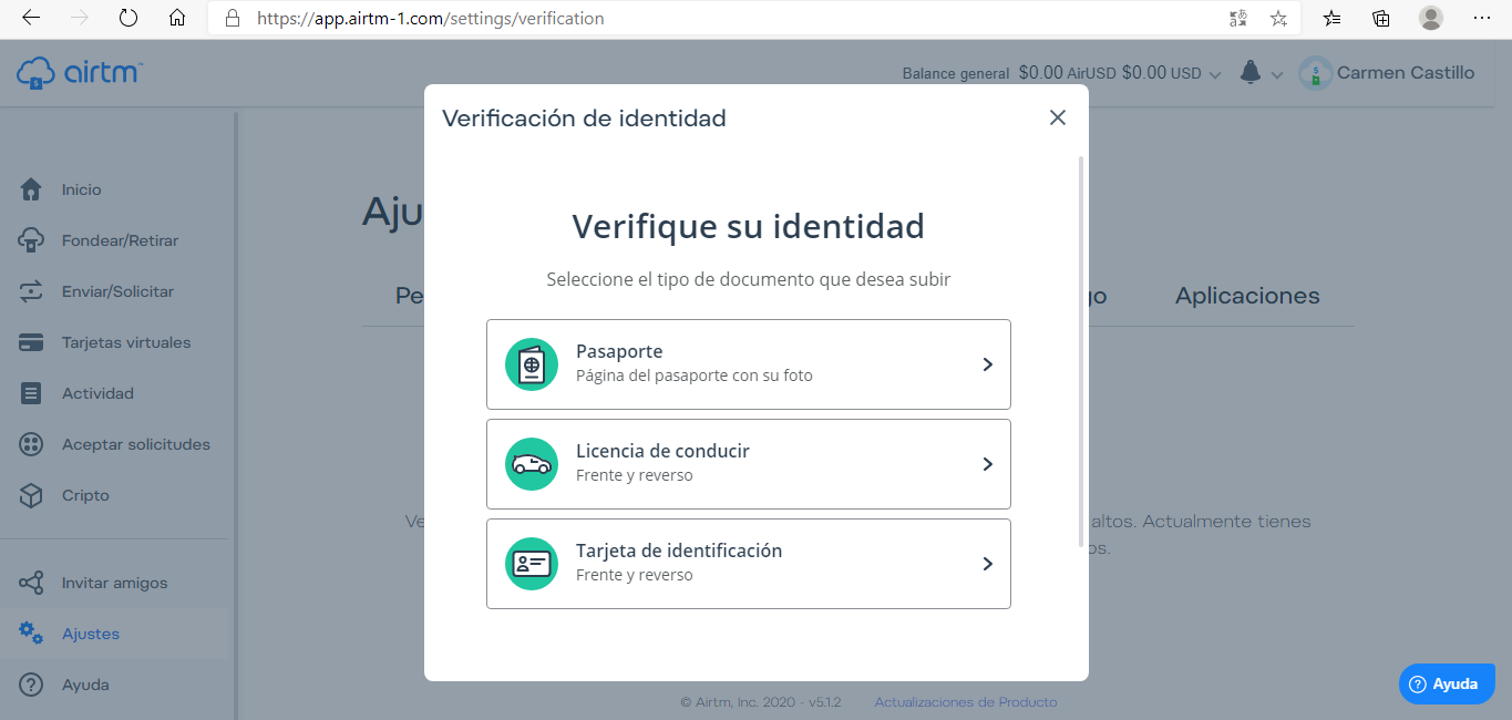 documento verificación usuarios