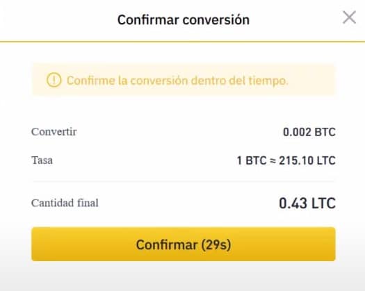 confirmación-intercambio-criptomonedas-Binance