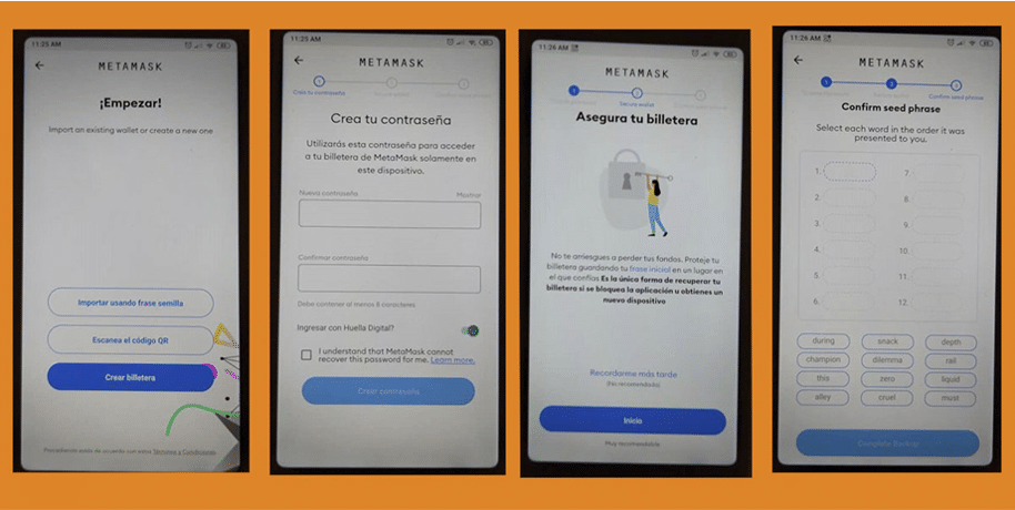 Pasos para empezar a usar la wallet de la App MetaMask en el teléfono