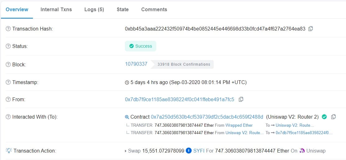 transacción-uniswap-SyFi