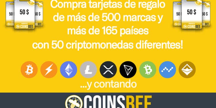 Presentación de compra de tarjetas de regalo en Coinsbee. Fuente: Coinsbee / coinsbee.com.