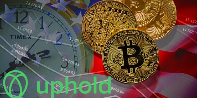 Comprar acciones estadounidenses con criptomonedas en Uphold. Composición por CriptoNoticias. Uphold / Uphold.com ; Free-Photos / Pixabay.com ; jirkaejc /  elements.envato.com ; kjekol /  elements.envato.com.