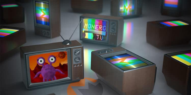 Varios televisores antiguos con imagenes de Monero TV. Composición por CriptoNoticias. maxxyustas / elements.envato.com ; Monero TV / Twitter.com ; MoneroTV / Twitter.com; Monero / getmonero.org