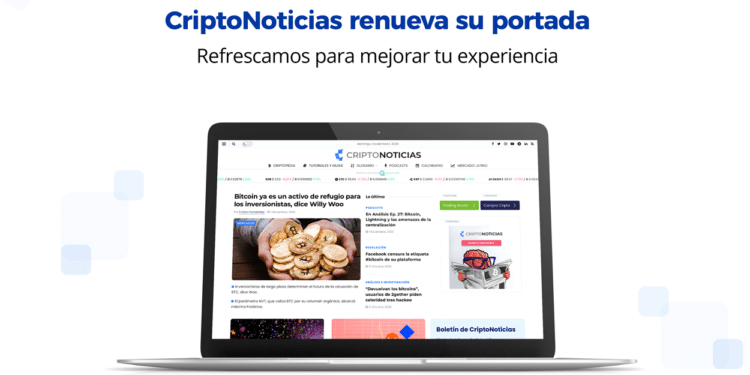 Nueva página de inicio de CriptoNoticias.