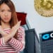 Mujer cruzando sus brazos frente a imagen del CCB con monedas de bitcoin. Composición por CriptoNoticias. @drobotdean / Freepik.com; fxssi / fxssi.com; jirkaejc / elements.envato.com