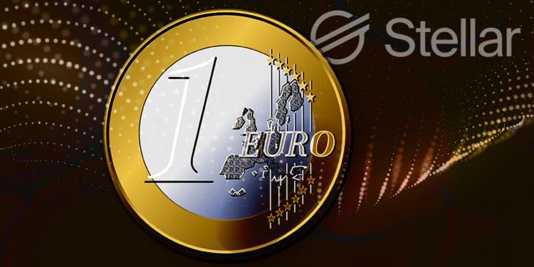 Moneda de Euro sobre red digital con logo de Stellar en el fondo. Composición por CriptoNoticias. OpenClipart-Vectors / pixabay.com; @starline / Freepik.com; Stellar / stellar.org