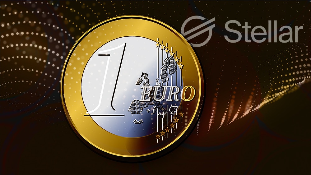 Moneda de Euro sobre red digital con logo de Stellar en el fondo. Composición por CriptoNoticias. OpenClipart-Vectors / pixabay.com; @starline / Freepik.com; Stellar / stellar.org