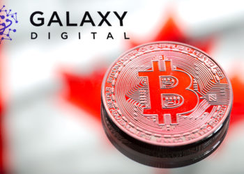 Monda de Bitcoin con bandera de Canadá en el fondo y logo de Galaxy Digital superpuesto. Composición por CriptoNoticias. Galaxy Digital / galaxydigital.io; @pvproductions / freepik.com.