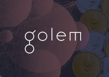 Red digital con logo de Golem y monedas de ethereum en el fondo. Composición por CriptoNoticias. Golem Project / facebook.com; jirkaejc / elements.envato.com