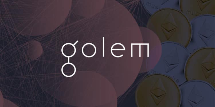 Red digital con logo de Golem y monedas de ethereum en el fondo. Composición por CriptoNoticias. Golem Project / facebook.com; jirkaejc / elements.envato.com