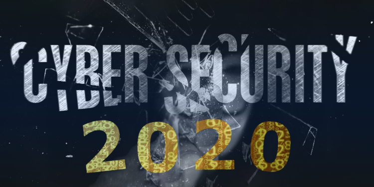 Hacker rompiendo vidrio con palabra "cyberseguridad" y 2020 con código superpuesto. Composición por CriptoNoticias. TheDigitalArtist  / pixabay.com; furmanphoto / elements.envato.com; designwebjae / pixabay.com