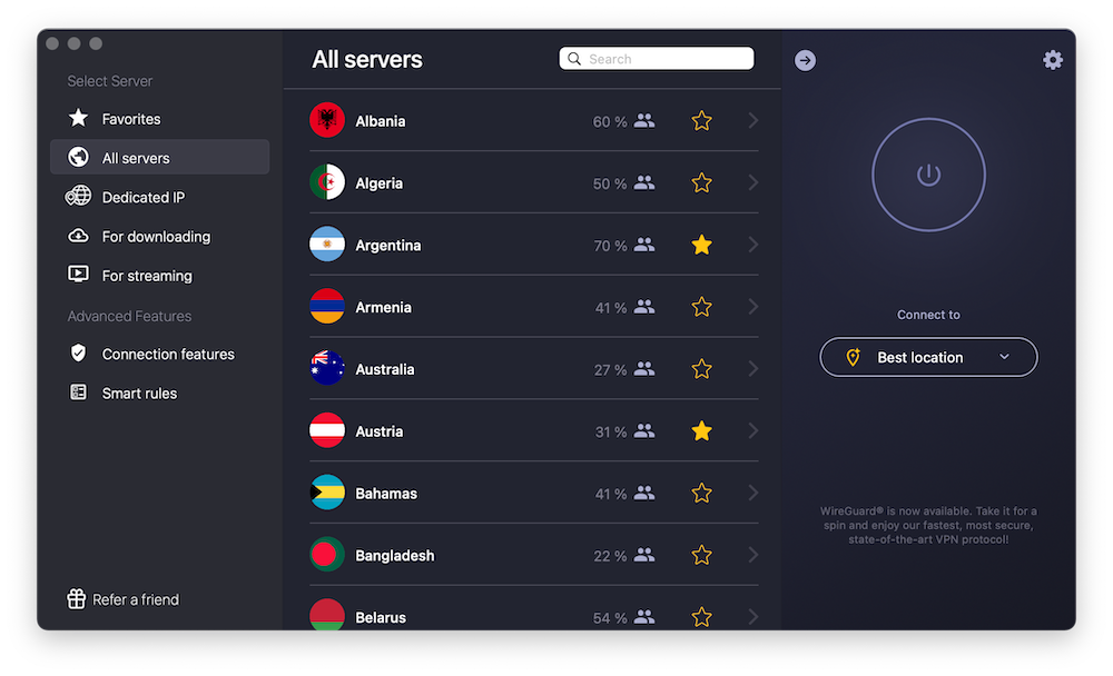 Ubicaciones de servidores VPN de CyberGhost