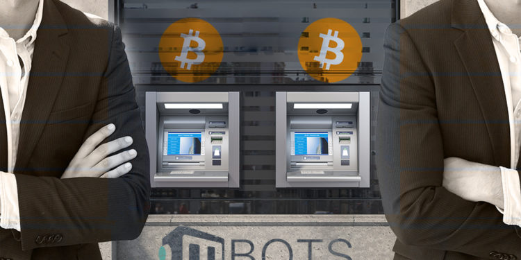 Abogados frente a cajeros de bitcoin con logo de BOTS. Composición por CriptoNoticias. bitcoin / bitcoin.org; mimagephotography / elements.envato.com; BOTS / bots.bz; maxxyustas / elements.envato.com.