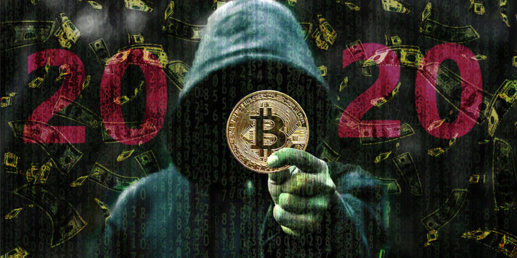 Hacker sostiene moneda de Bitcoin con billetes de dólar cayendo en el fondo. Composición por CriptoNoticias. AaronJOlson / pixabay.com; Patrick Pascal Schauß /  Pixabay.com.
