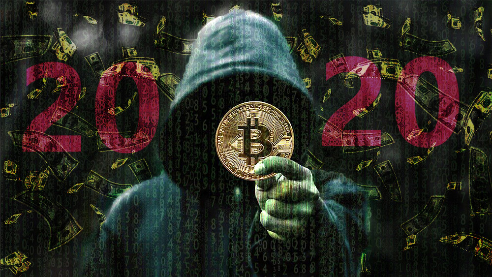 Hacker sostiene moneda de Bitcoin con billetes de dólar cayendo en el fondo. Composición por CriptoNoticias. AaronJOlson / pixabay.com; Patrick Pascal Schauß /  Pixabay.com.