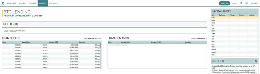 Servicio de préstamos de criptomonedas de la plataforma Poloniex