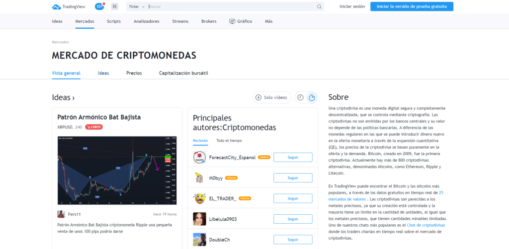 tradingview usuarios sección información