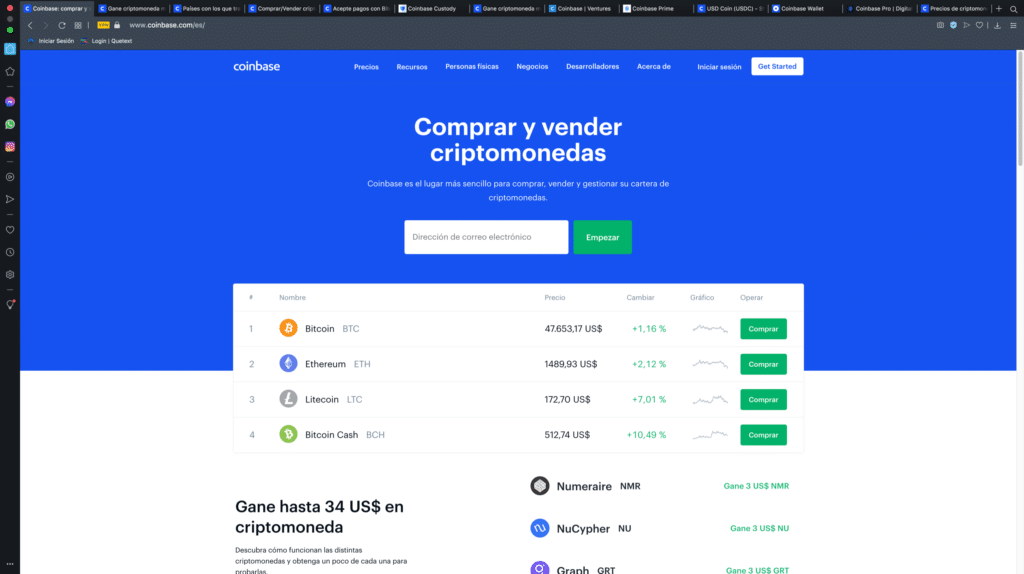 casa de cambio intercambios criptomonedas -Coinbase