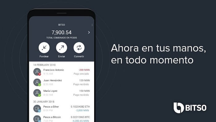 aplicación movil casa cambio compra venta criptomonedas bitso